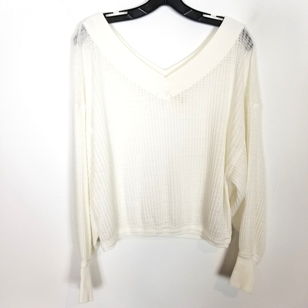 We The Free South Side Thermal Top Sz S V-Neck/Back Long Sleeve Oversize Ivory